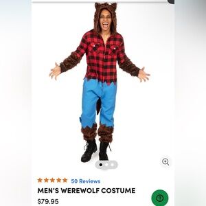 Men’s Werewolf Costume with Red Plaid and Blue Pants